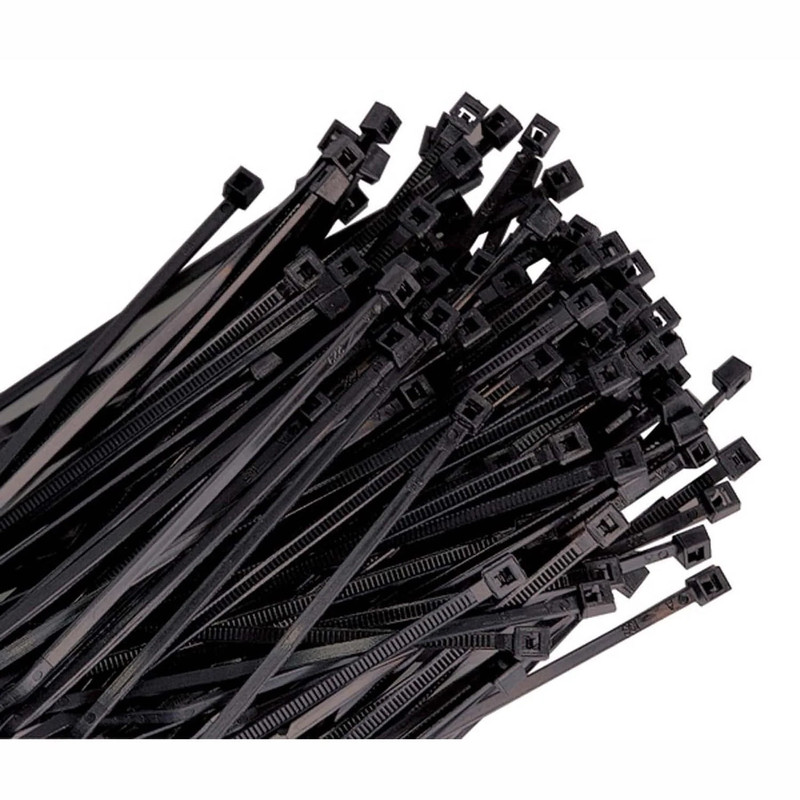 11" Long Heavy Duty Black Nylon Ties, with 50 lb Tensile Strength, 100/pk